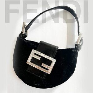 Very Rare, FENDI Cystal Mini Velvet Croissant Bag